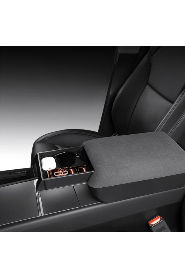 Tesla Model Y Juniper (2025+) Uyumlu Ergonomik Kol Dayama Yükseltici ve Gizli Saklama Kutusu