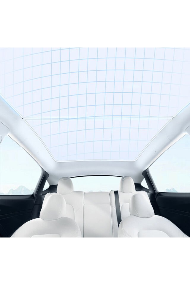 Tesla Juniper Uyumlu Kristal Buz İpeği Tavan Güneşliği Sarkma Yapmayan (Ice-Crystal Split Sunshade)