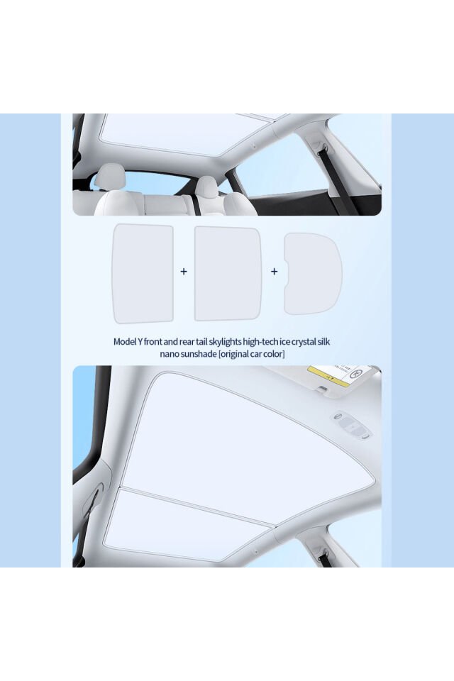Tesla Juniper Uyumlu Kristal Buz İpeği Tavan Güneşliği Sarkma Yapmayan (Ice-Crystal Split Sunshade)