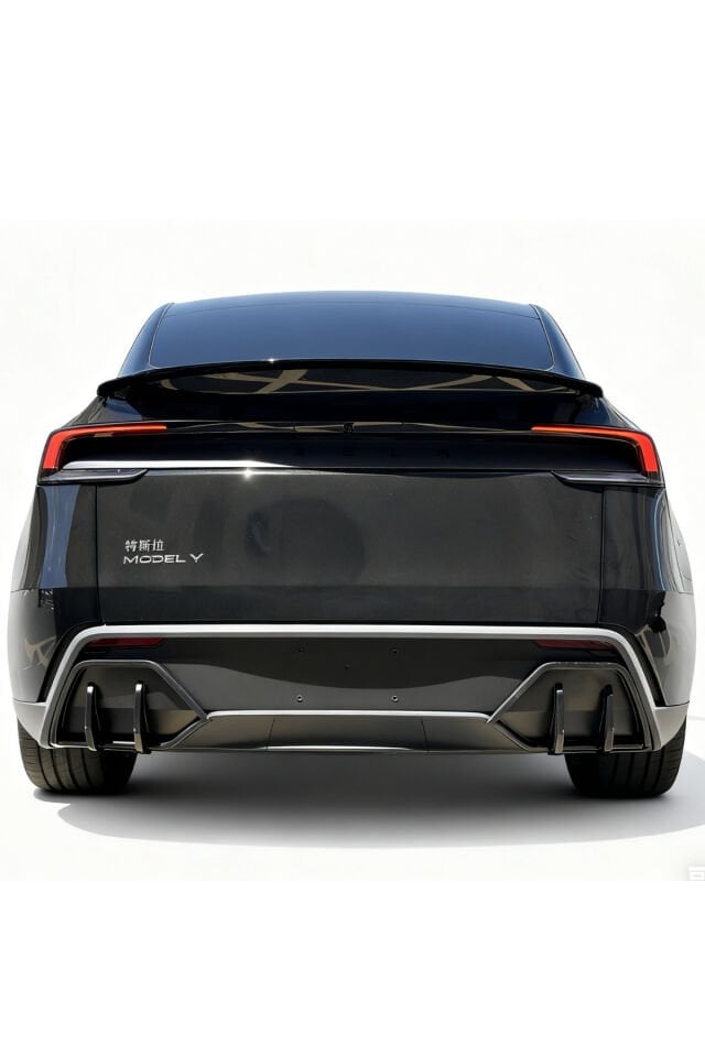 Tesla Model Y Juniper (2025-2026+) Uyumlu Parlak Siyah (Glossy Black) Arka Difüzör Yan Ekleri