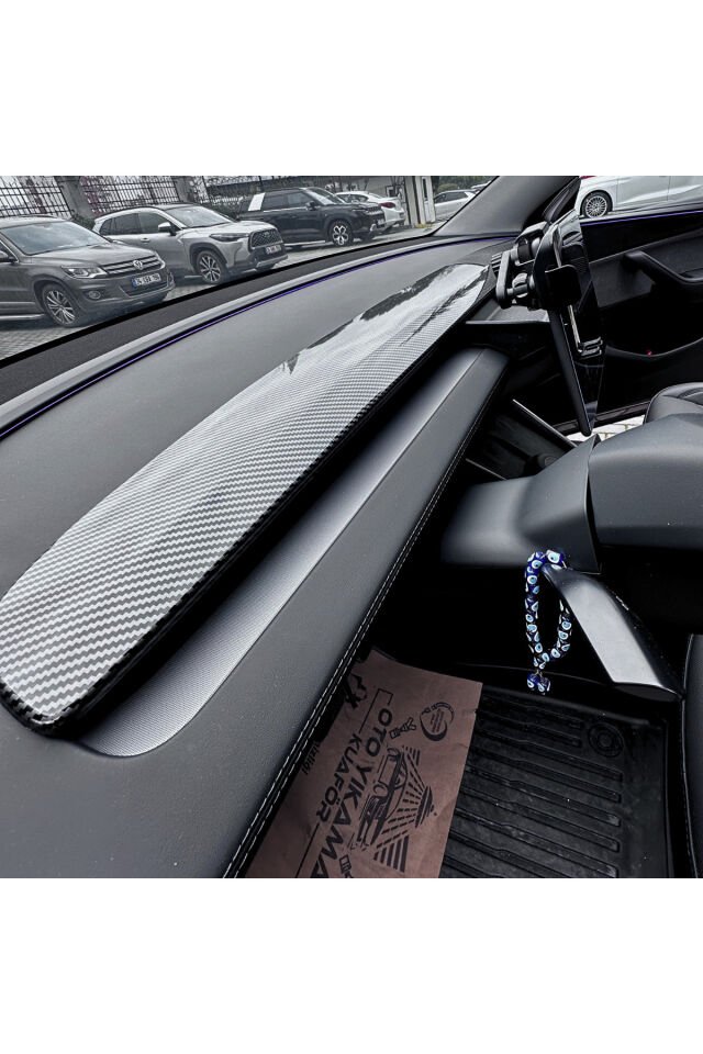 Tesla Model Y Juniper (2025+) Uyumlu Ön Panel Konsol Kaplama Seti - Parlak Karbon Fiber