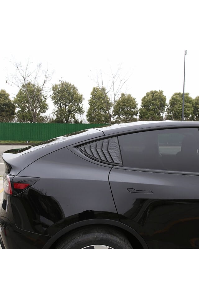 Tesla Model Y Juniper (2025+) Uyumlu Arka Kelebek Camı Panjuru Parlak karbon Görünüm