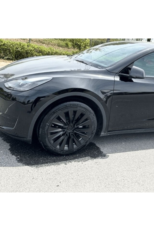 Tesla Model Y 2023-2025 Uyumlu 19 İnç Uberturbine Stil Jant Kapağı Seti - Mat Siyah