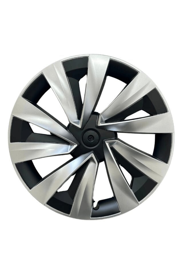 Tesla Model Y Juniper (2025+) Uyumlu 19 İnç Uberturbine Stil Jant Kapağı Seti - Gümüş & Siyah