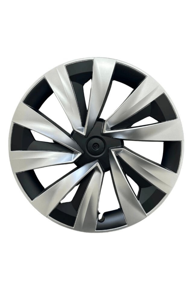 Tesla Model Y Juniper (2025+) Uyumlu 19 İnç Uberturbine Stil Jant Kapağı Seti - Gümüş & Siyah