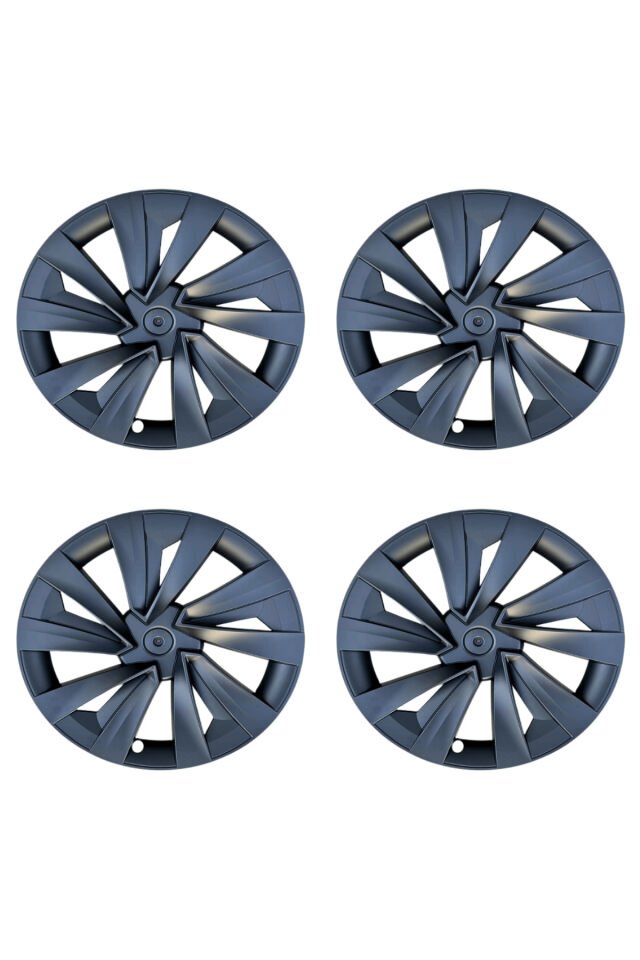 Tesla Model Y Juniper (2025+) Uyumlu 19 İnç New Star / Cyber Stil Jant Kapağı Seti - Mat Siyah