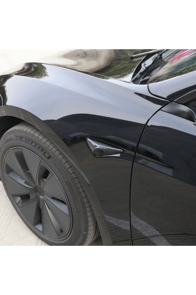 Tesla Model Y Uyumlu Karbon Fiber Görünümlü Yan Kamera (Sinyal) Kaplama Seti(HW4)