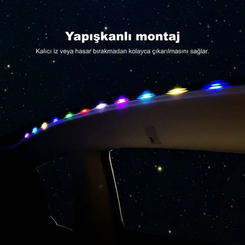 Tesla ve BYD Uyumlu 110cm Araç Cam Tavan Ambiyans Aydınlatma Seti USB Versiyon