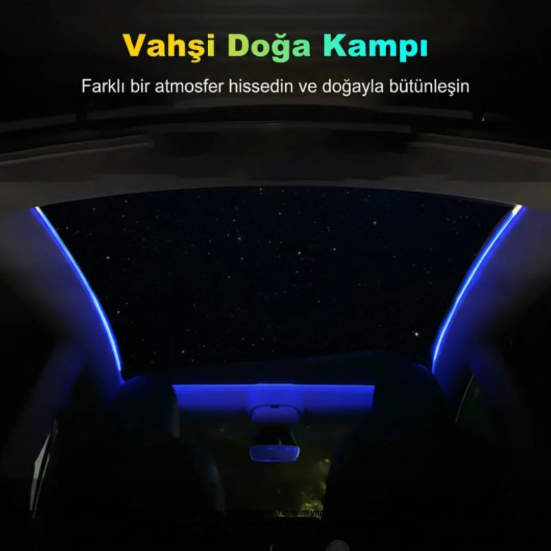 Tesla ve BYD Uyumlu 110cm Araç Cam Tavan Ambiyans Aydınlatma Seti USB Versiyon