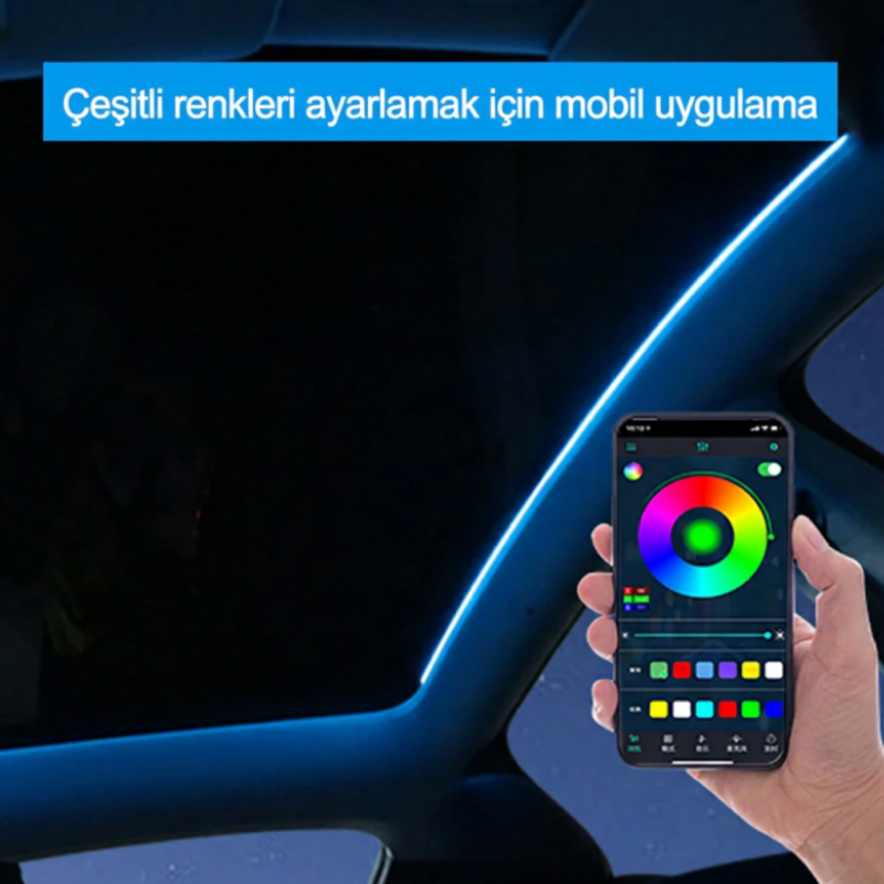 Tesla ve BYD Uyumlu 110cm Araç Cam Tavan Ambiyans Aydınlatma Seti USB Versiyon