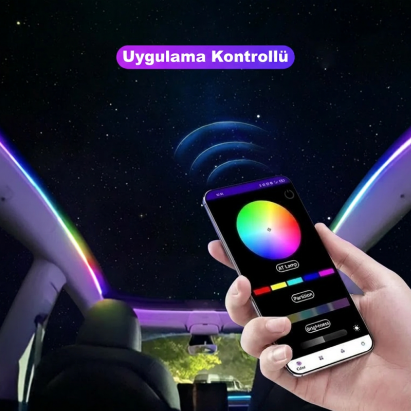Tesla ve BYD Uyumlu 110cm Araç Cam Tavan Ambiyans Aydınlatma Seti USB Versiyon