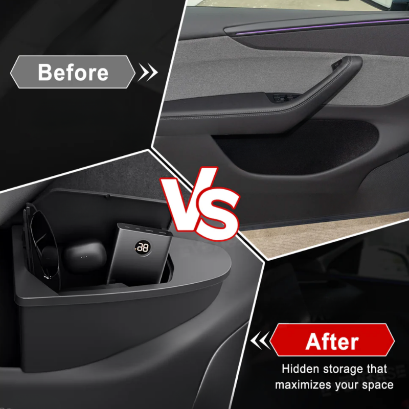 Tesla Model Y Juniper Uyumlu Ön Kapı İçi Gizli Çöp Kovası Kapaklı Düzenleyici Organizer