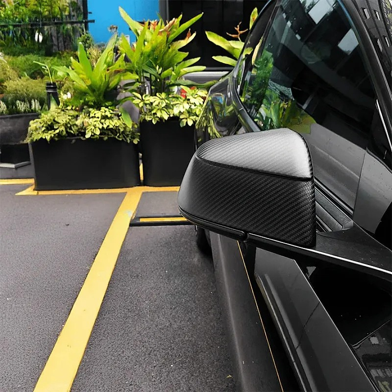 Tesla Model Y Juniper (2025+) Mat Karbon Fiber Stil Yan Ayna Kapağı Seti