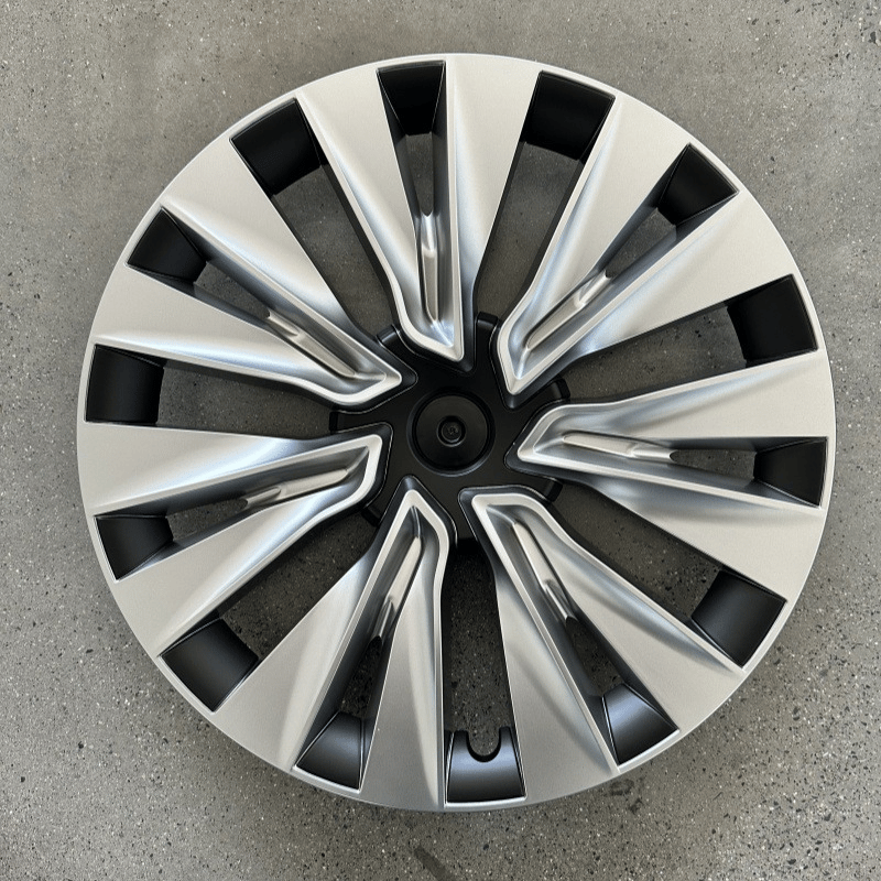 Tesla Model Y Legacy  (2023-2025) Uyumlu 19 İnç Uberturbine Stil Jant Kapağı Seti - Gümüş & Siyah